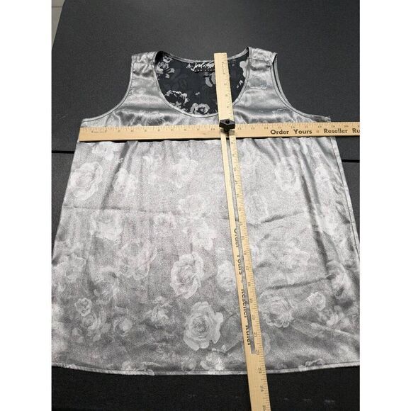 Lord & Taylor 424 Fifth Metallic Silver Rose Burnout Sleeveless Tank Women's Med - Picture 6 of 6